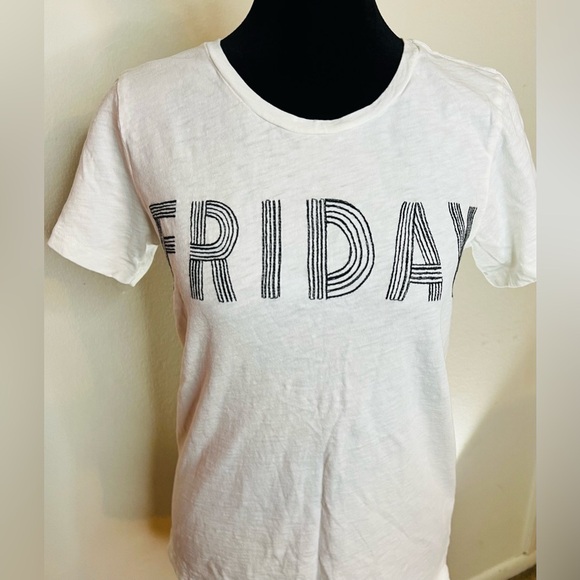 J Crew Mercantile collectors Tee Friday White T shirt 100% cotton Size Small EUC - Picture 5 of 7